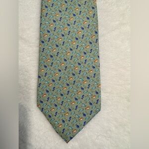 Jos. A. Bank  Green and Orange Fish Themed Tie